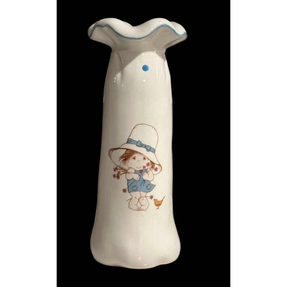 Vtg 1983 Sweet Me American Greeting White Ceramic Bud Vase Ruffled Top 52706